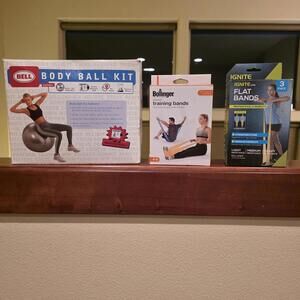 Fitness Ball  with air Pump, and Fitness Bands BUNDLE